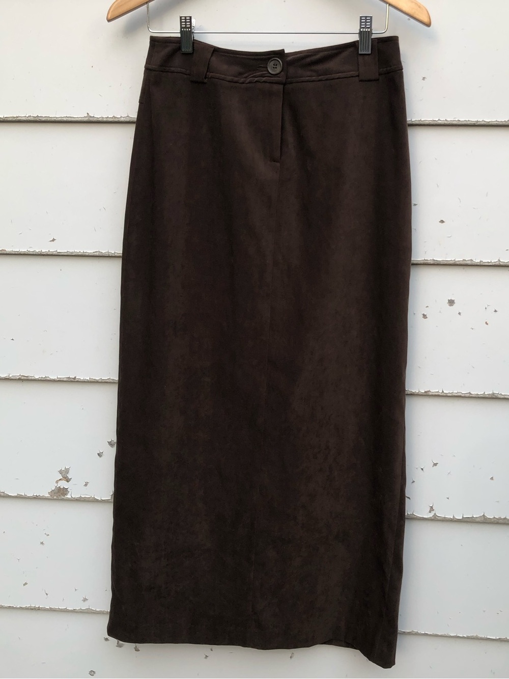 Y2K Reitmans Petites Brown Faux Suede Western Maxi Skirt